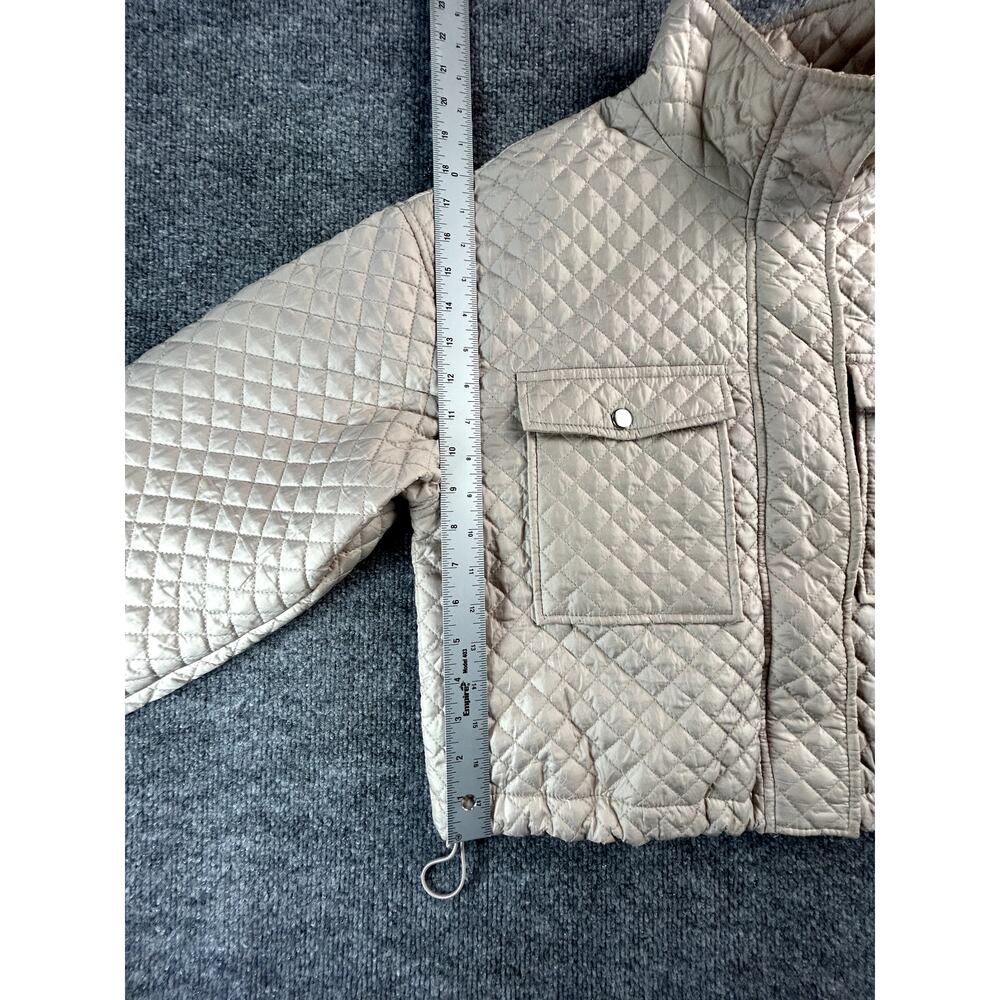 Cisono Los Angeles WM Quilted Puffer Jacket Beige Cropped Zip Coat Size Large - Picture 5 of 9